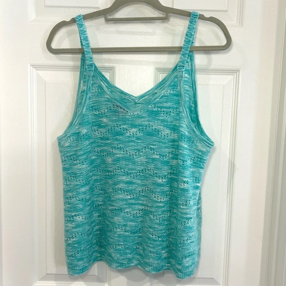 Torrid Women's Sweater Knit Swing Teal V-Neck Sleeveless Cami Tank Top Size 0 - Picture 6 of 10